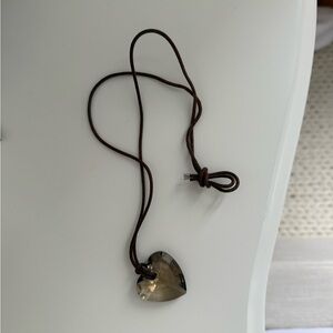 Brown heart pendant with brown cord